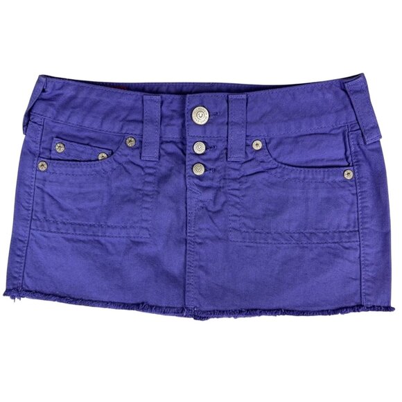 True Religion Dresses & Skirts - True Religion Womens Purple Mini Skirt Size 26 Y2K Rare NWOT Cotton USA Made